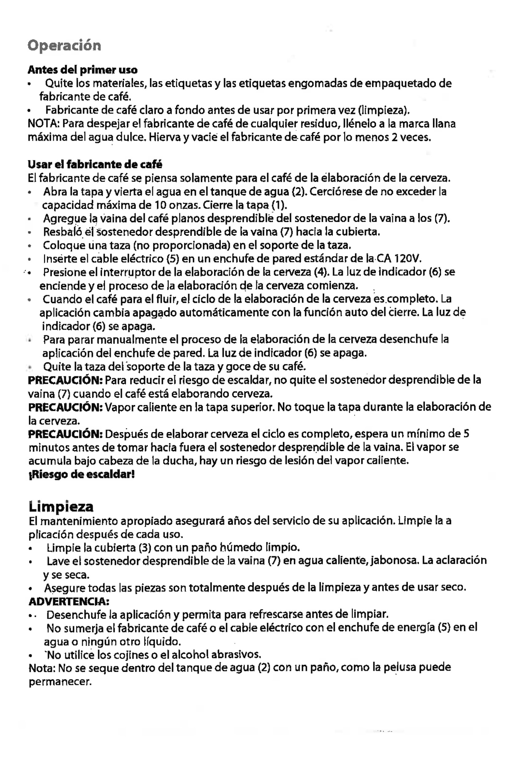 Operaciòn y Limpieza